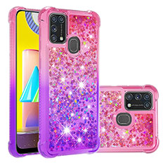 Samsung Galaxy M31用シリコンケース ソフトタッチラバー ブリンブリン カバー S02 サムスン ローズレッド