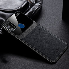 Samsung Galaxy M31 Prime Edition用シリコンケース ソフトタッチラバー レザー柄 カバー FL1 サムスン ブラック
