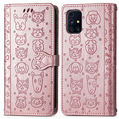 Samsung Galaxy M31s用手帳型 レザーケース スタンド パターン カバー S03D サムスン ピンク