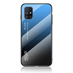 Samsung Galaxy M31s用ハイブリットバンパーケース プラスチック 鏡面 虹 グラデーション 勾配色 カバー LS1 サムスン ネイビー