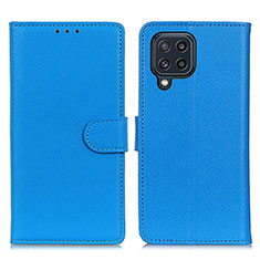 Samsung Galaxy M32 4G用手帳型 レザーケース スタンド カバー A03D サムスン ブルー