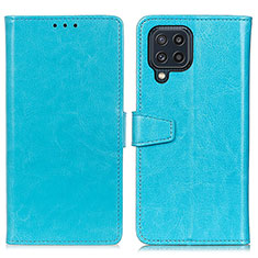 Samsung Galaxy M32 4G用手帳型 レザーケース スタンド カバー A06D サムスン ブルー