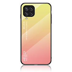 Samsung Galaxy M32 4G用ハイブリットバンパーケース プラスチック 鏡面 虹 グラデーション 勾配色 カバー LS1 サムスン イエロー