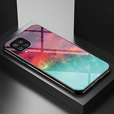 Samsung Galaxy M32 4G用ハイブリットバンパーケース プラスチック パターン 鏡面 カバー LS1 サムスン レッド