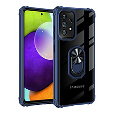 Samsung Galaxy M32 5G用ハイブリットバンパーケース プラスチック アンド指輪 マグネット式 MQ2 サムスン ネイビー