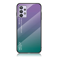 Samsung Galaxy M32 5G用ハイブリットバンパーケース プラスチック 鏡面 虹 グラデーション 勾配色 カバー LS1 サムスン マルチカラー