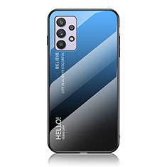 Samsung Galaxy M32 5G用ハイブリットバンパーケース プラスチック 鏡面 虹 グラデーション 勾配色 カバー LS1 サムスン ネイビー