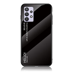 Samsung Galaxy M32 5G用ハイブリットバンパーケース プラスチック 鏡面 虹 グラデーション 勾配色 カバー LS1 サムスン ブラック