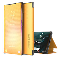 Samsung Galaxy M32 5G用手帳型 レザーケース スタンド カバー ZL1 サムスン イエロー