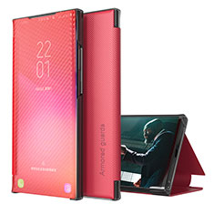 Samsung Galaxy M32 5G用手帳型 レザーケース スタンド カバー ZL1 サムスン レッド