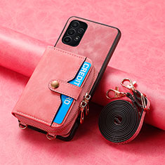 Samsung Galaxy M32 5G用シリコンケース ソフトタッチラバー レザー柄 カバー SD1 サムスン ピンク