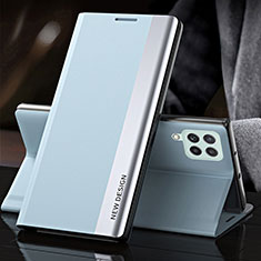 Samsung Galaxy M33 5G用手帳型 レザーケース スタンド カバー QH5 サムスン ライトブルー