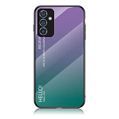 Samsung Galaxy M34 5G用ハイブリットバンパーケース プラスチック 鏡面 虹 グラデーション 勾配色 カバー LS1 サムスン マルチカラー