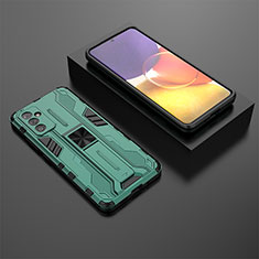 Samsung Galaxy M34 5G用ハイブリットバンパーケース スタンド プラスチック 兼シリコーン カバー マグネット式 T01 サムスン グリーン