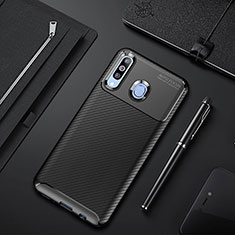 Samsung Galaxy M40用シリコンケース ソフトタッチラバー ツイル カバー サムスン ブラック