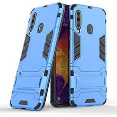 Samsung Galaxy M40用ハイブリットバンパーケース スタンド プラスチック 兼シリコーン カバー KC2 サムスン ブルー