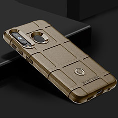 Samsung Galaxy M40用360度 フルカバー極薄ソフトケース シリコンケース 耐衝撃 全面保護 バンパー J02S サムスン ブラウン