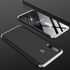 Samsung Galaxy M40用ハードケース プラスチック 質感もマット 前面と背面 360度 フルカバー サムスン シルバー・ブラック
