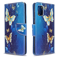 Samsung Galaxy M40S用手帳型 レザーケース スタンド パターン カバー B03F サムスン ブルー