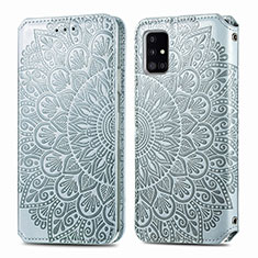 Samsung Galaxy M40S用手帳型 レザーケース スタンド パターン カバー S01D サムスン シルバー