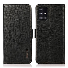 Samsung Galaxy M40S用手帳型 レザーケース スタンド カバー B03H サムスン ブラック