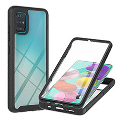 Samsung Galaxy M40S用360度 フルカバー ハイブリットバンパーケース クリア透明 プラスチック カバー YB2 サムスン ブラック
