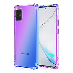 Samsung Galaxy M40S用極薄ソフトケース グラデーション 勾配色 クリア透明 サムスン パープル