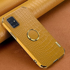 Samsung Galaxy M40S用ケース 高級感 手触り良いレザー柄 XD1 サムスン イエロー