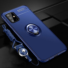 Samsung Galaxy M40S用極薄ソフトケース シリコンケース 耐衝撃 全面保護 アンド指輪 マグネット式 バンパー サムスン ネイビー