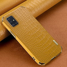Samsung Galaxy M40S用ケース 高級感 手触り良いレザー柄 サムスン イエロー