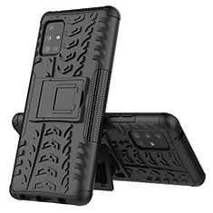 Samsung Galaxy M40S用ハイブリットバンパーケース スタンド プラスチック 兼シリコーン カバー J01X サムスン ブラック