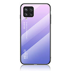 Samsung Galaxy M42 5G用ハイブリットバンパーケース プラスチック 鏡面 虹 グラデーション 勾配色 カバー LS1 サムスン ラベンダー