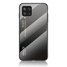Samsung Galaxy M42 5G用ハイブリットバンパーケース プラスチック 鏡面 虹 グラデーション 勾配色 カバー LS1 サムスン ダークグレー
