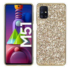 Samsung Galaxy M51用ハイブリットバンパーケース ブリンブリン カバー 前面と背面 360度 フル サムスン ゴールド