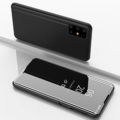 Samsung Galaxy M51用手帳型 レザーケース スタンド 鏡面 カバー サムスン ブラック