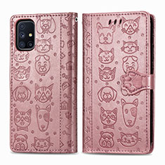 Samsung Galaxy M51用手帳型 レザーケース スタンド パターン カバー S03D サムスン ピンク