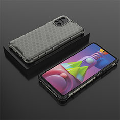 Samsung Galaxy M51用360度 フルカバー ハイブリットバンパーケース クリア透明 プラスチック カバー AM2 サムスン ブラック