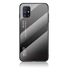 Samsung Galaxy M51用ハイブリットバンパーケース プラスチック 鏡面 虹 グラデーション 勾配色 カバー LS1 サムスン ダークグレー