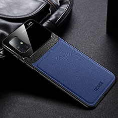 Samsung Galaxy M51用シリコンケース ソフトタッチラバー レザー柄 カバー FL1 サムスン ネイビー