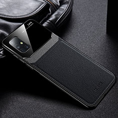 Samsung Galaxy M51用シリコンケース ソフトタッチラバー レザー柄 カバー FL1 サムスン ブラック