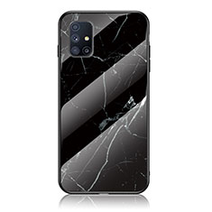 Samsung Galaxy M51用ハイブリットバンパーケース プラスチック パターン 鏡面 カバー サムスン ブラック