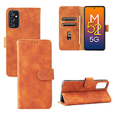 Samsung Galaxy M52 5G用手帳型 レザーケース スタンド カバー L03Z サムスン ブラウン
