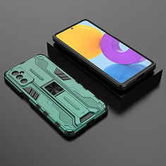 Samsung Galaxy M52 5G用ハイブリットバンパーケース スタンド プラスチック 兼シリコーン カバー マグネット式 T01 サムスン グリーン