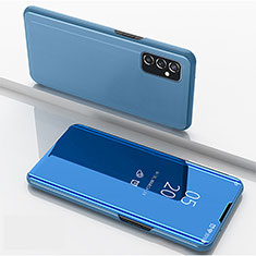 Samsung Galaxy M52 5G用手帳型 レザーケース スタンド 鏡面 カバー ZL1 サムスン ネイビー