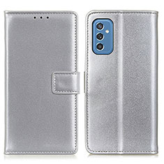 Samsung Galaxy M52 5G用手帳型 レザーケース スタンド カバー A08D サムスン シルバー