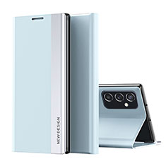 Samsung Galaxy M52 5G用手帳型 レザーケース スタンド カバー Q01H サムスン ブルー