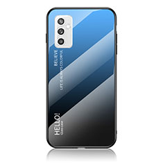 Samsung Galaxy M52 5G用ハイブリットバンパーケース プラスチック 鏡面 虹 グラデーション 勾配色 カバー LS1 サムスン ネイビー