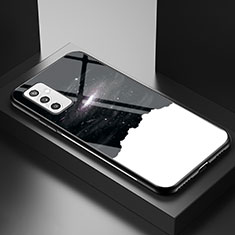 Samsung Galaxy M52 5G用ハイブリットバンパーケース プラスチック パターン 鏡面 カバー LS1 サムスン ブラック
