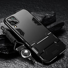 Samsung Galaxy M53 5G用ハイブリットバンパーケース スタンド プラスチック 兼シリコーン カバー R01 サムスン ブラック