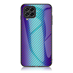 Samsung Galaxy M53 5G用ハイブリットバンパーケース プラスチック 鏡面 虹 グラデーション 勾配色 カバー LS2 サムスン ネイビー